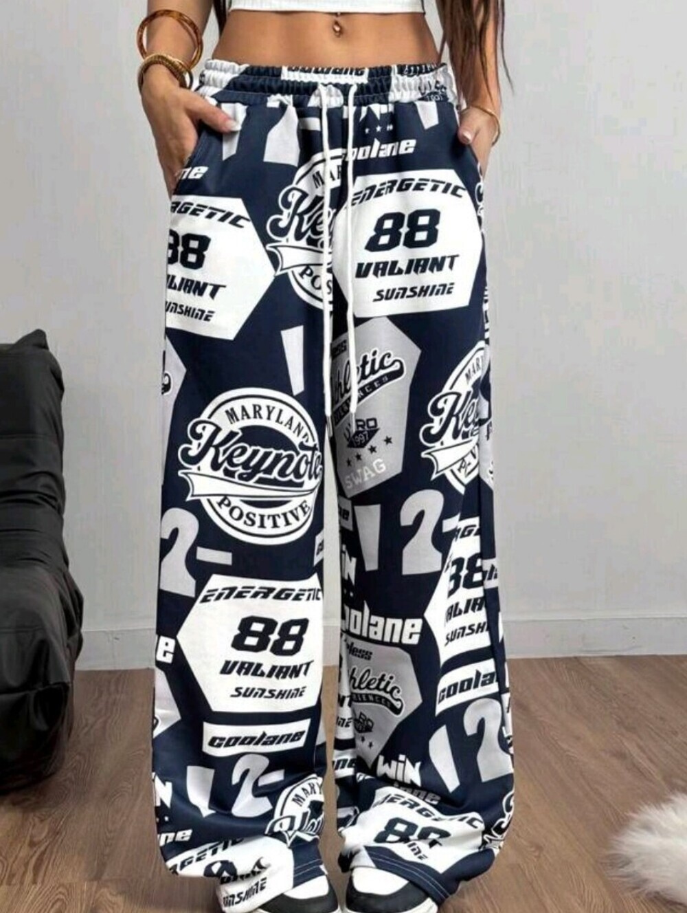 Navy & White Graphic Lounge Pants